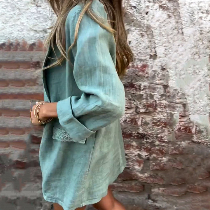 Sabrina | Linen-Cotton Open-Front Blazer