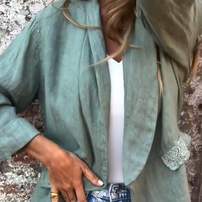 Sabrina | Linen-Cotton Open-Front Blazer