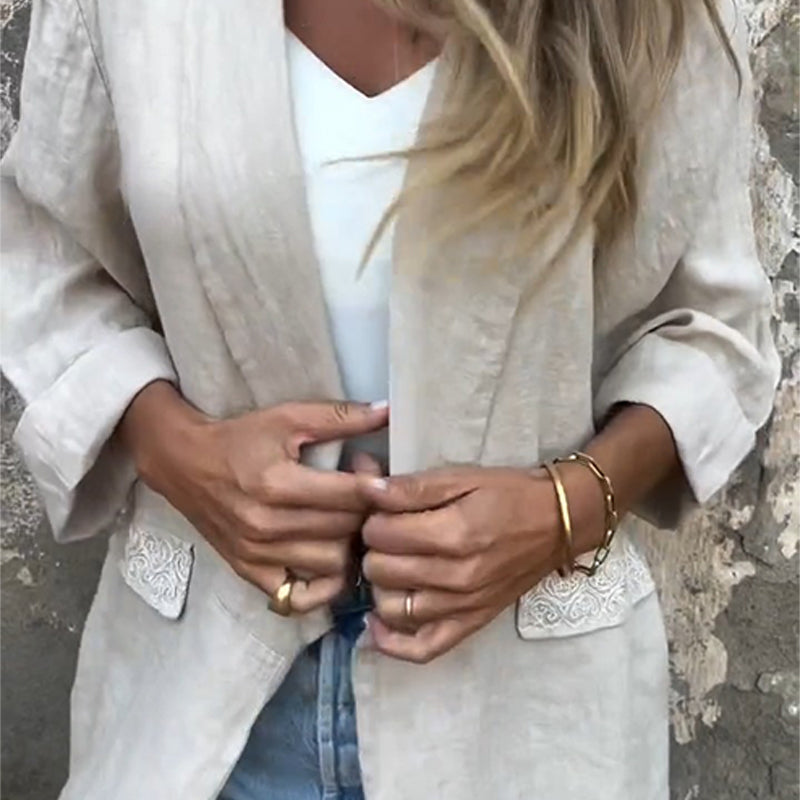 Sabrina | Linen-Cotton Open-Front Blazer