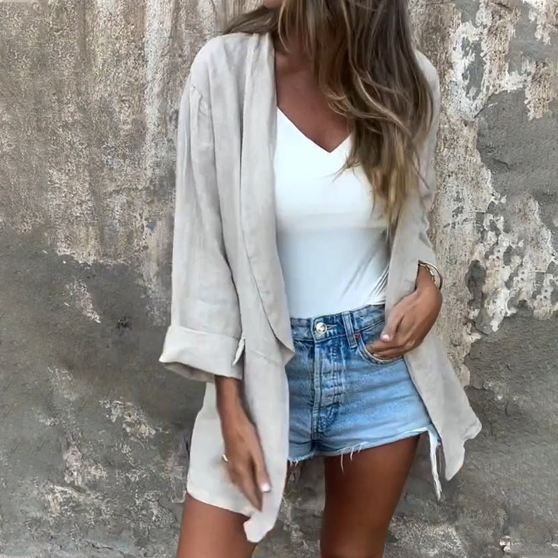 Sabrina | Linen-Cotton Open-Front Blazer