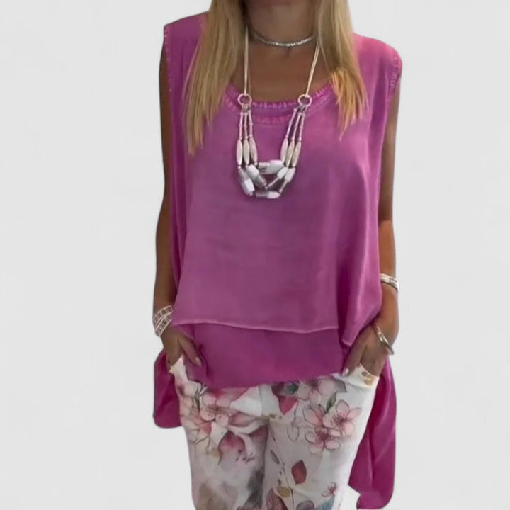 Charlotte™ | Two-Piece Sleeveless Top and Printed Trousers Set