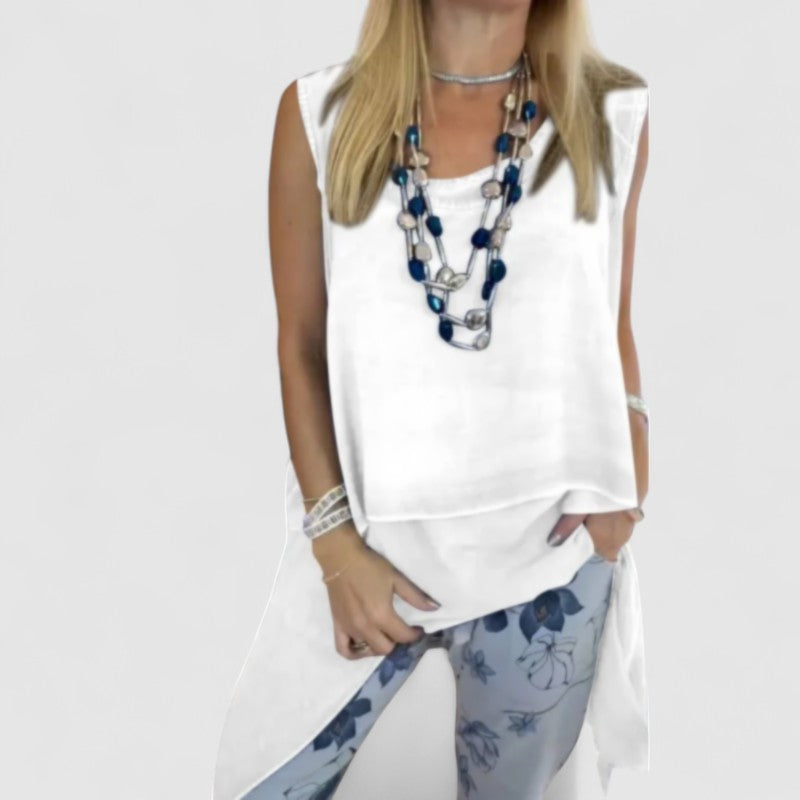 Charlotte™ | Two-Piece Sleeveless Top and Printed Trousers Set