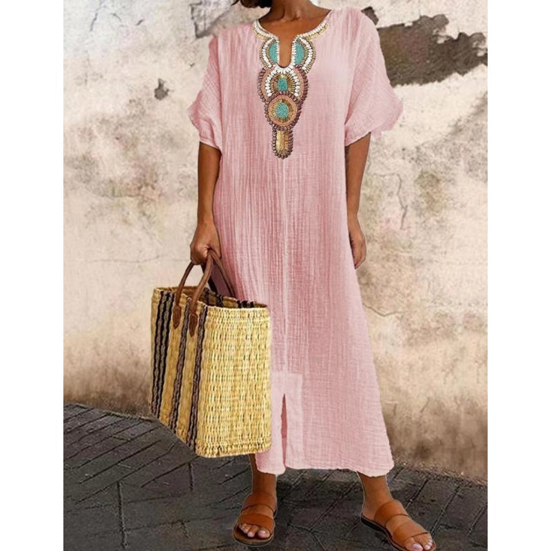 Liselle™ | Elegant Embroidered Split-Hem Midi Dress