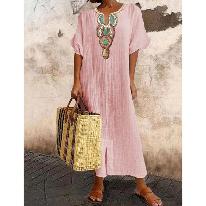 Liselle™ | Elegant Embroidered Split-Hem Midi Dress