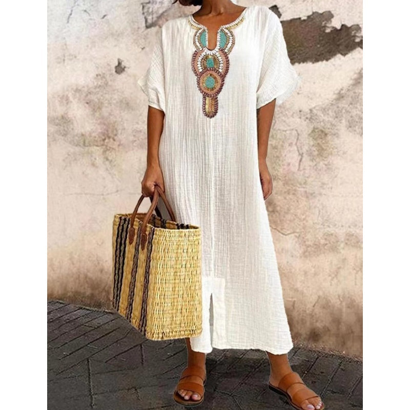 Liselle™ | Elegant Embroidered Split-Hem Midi Dress